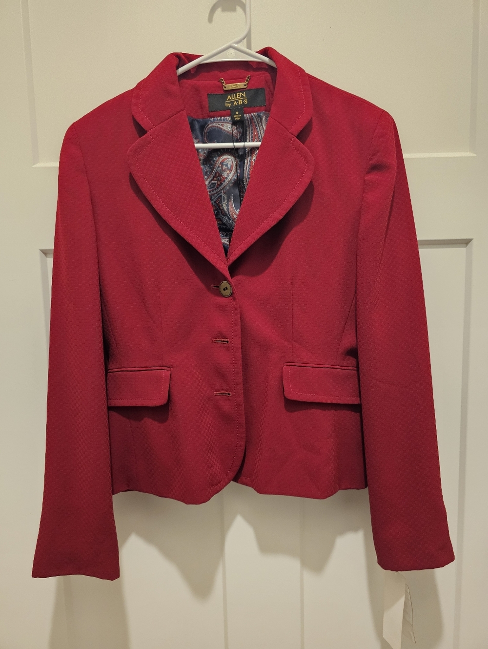 Allen By ABS Womans Jacket One Piece Jacket Only Red Size 8 New With Tags Vintag